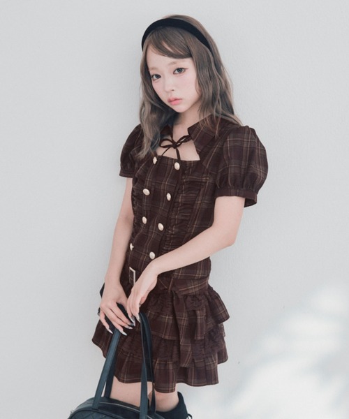 OLIVE des OLIVE（オリーブデオリーブ）の「ダブルティアードシャツワンピ（ワンピース・レディース・チャコールグレー/ブラック/ボルドー・FREE）」の18枚目の写真