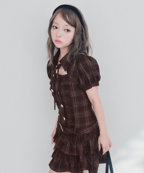OLIVE des OLIVE（オリーブデオリーブ）の「ダブルティアードシャツワンピ（ワンピース・レディース・チャコールグレー/ブラック/ボルドー・FREE）」の19枚目の写真