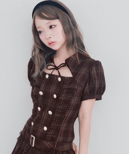 OLIVE des OLIVE（オリーブデオリーブ）の「ダブルティアードシャツワンピ（ワンピース・レディース・チャコールグレー/ブラック/ボルドー・FREE）」の20枚目の写真
