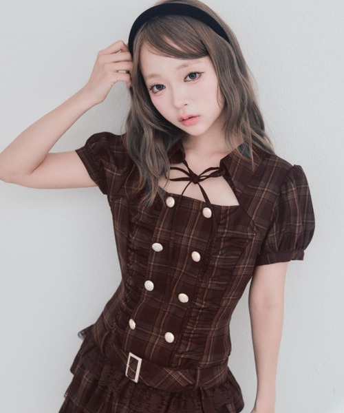 OLIVE des OLIVE（オリーブデオリーブ）の「ダブルティアードシャツワンピ（ワンピース・レディース・チャコールグレー/ブラック/ボルドー・FREE）」の21枚目の写真