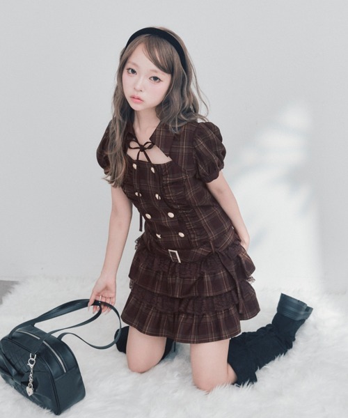 OLIVE des OLIVE（オリーブデオリーブ）の「ダブルティアードシャツワンピ（ワンピース・レディース・チャコールグレー/ブラック/ボルドー・FREE）」の10枚目の写真