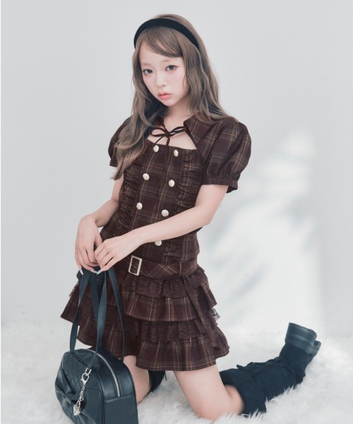 OLIVE des OLIVE（オリーブデオリーブ）の「ダブルティアードシャツワンピ（ワンピース・レディース・チャコールグレー/ブラック/ボルドー・FREE）」の12枚目の写真