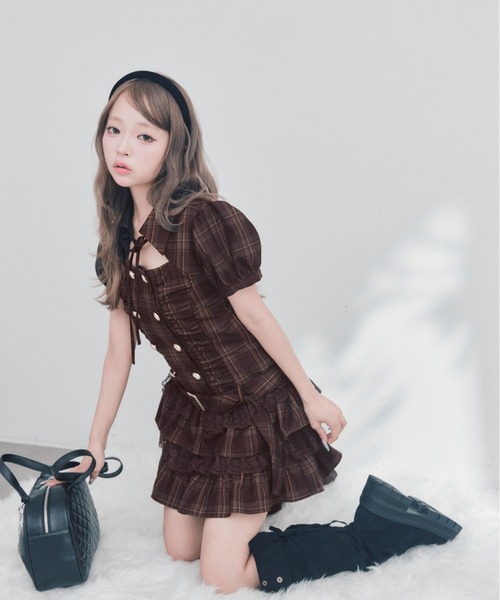 OLIVE des OLIVE（オリーブデオリーブ）の「ダブルティアードシャツワンピ（ワンピース・レディース・チャコールグレー/ブラック/ボルドー・FREE）」の13枚目の写真