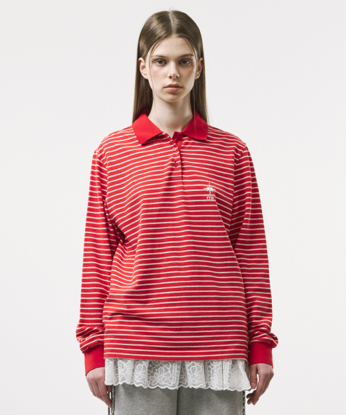 FOR THE WEATHER（フォーザウェザー）の「スタライトロゴストライプPKTシャツ(レッド)（ポロシャツ・レディース・その他・FREE）」の4枚目の写真