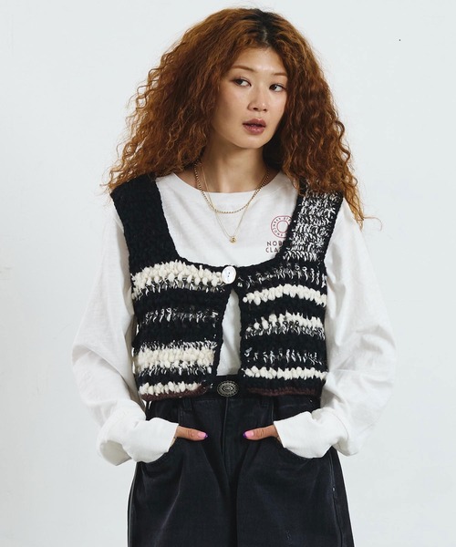 ROSE BUD（ローズバッド）の「mag.by c/HAND KNIT VEST（ベスト・レディース・ブラック・ONE SIZE）」の2枚目の写真