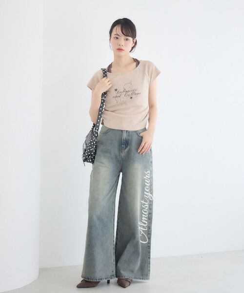 ems excite(エムズエキサイト)の「ロゴプリントデニムパンツ(デニムパンツ・レディース・ライトグレー/インディゴブルー/ケミカルウォッシュ・SMALL/MEDIUM)」の14枚目の写真