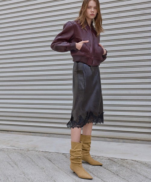 CHARLES & KEITH（チャールズ & キース）の「ルーシュド キトゥンヒール カーフ ブーツ（ブーツ・レディース・ブラウン系その他7/サンドベージュ・23.5cm/23cm/22.5cm/25cm/24.5cm）」の3枚目の写真