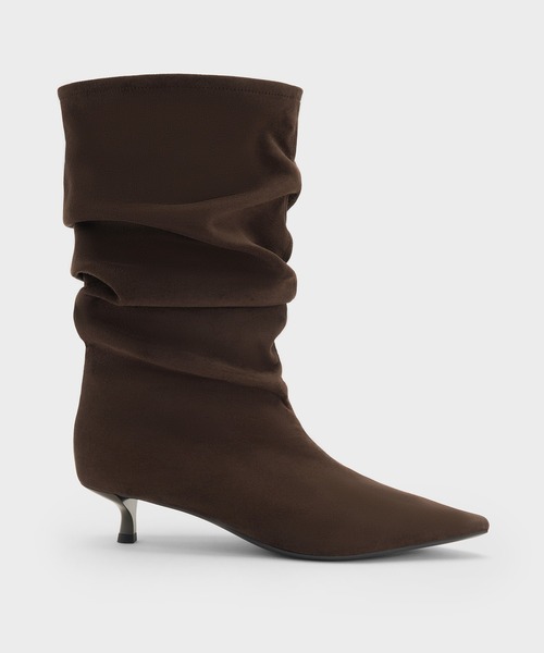 CHARLES & KEITH（チャールズ & キース）の「ルーシュド キトゥンヒール カーフ ブーツ（ブーツ・レディース・ブラウン系その他7/サンドベージュ・23.5cm/23cm/22.5cm/25cm/24.5cm）」の12枚目の写真
