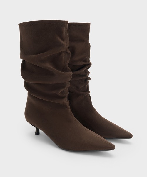 CHARLES & KEITH（チャールズ & キース）の「ルーシュド キトゥンヒール カーフ ブーツ（ブーツ・レディース・ブラウン系その他7/サンドベージュ・23.5cm/23cm/22.5cm/25cm/24.5cm）」の13枚目の写真