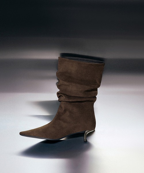 CHARLES & KEITH（チャールズ & キース）の「ルーシュド キトゥンヒール カーフ ブーツ（ブーツ・レディース・ブラウン系その他7/サンドベージュ・23.5cm/23cm/22.5cm/25cm/24.5cm）」の11枚目の写真