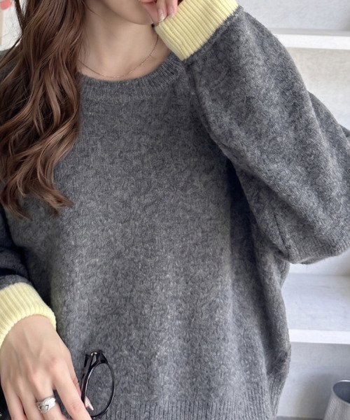 Ada.（エイダ）の「ベーシック クルーネック メランジ ニットプルオーバー（ニット/セーター・レディース・チャコールグレー/ピンク/モカ/アイボリー・L/S/M）」の2枚目の写真