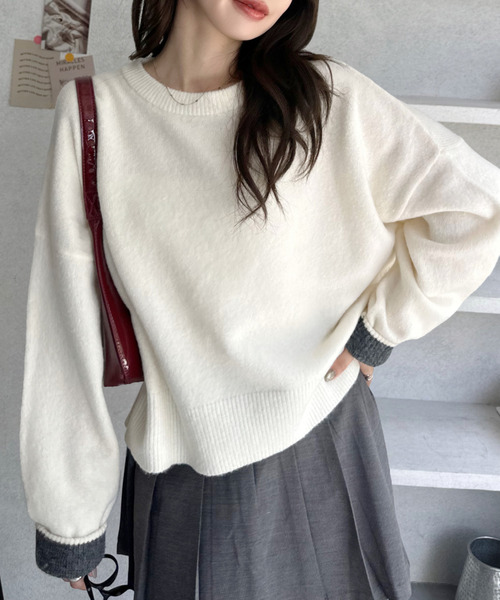 Ada.（エイダ）の「ベーシック クルーネック メランジ ニットプルオーバー（ニット/セーター・レディース・チャコールグレー/ピンク/モカ/アイボリー・L/S/M）」の6枚目の写真