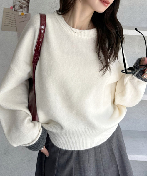 Ada.（エイダ）の「ベーシック クルーネック メランジ ニットプルオーバー（ニット/セーター・レディース・チャコールグレー/ピンク/モカ/アイボリー・L/S/M）」の7枚目の写真