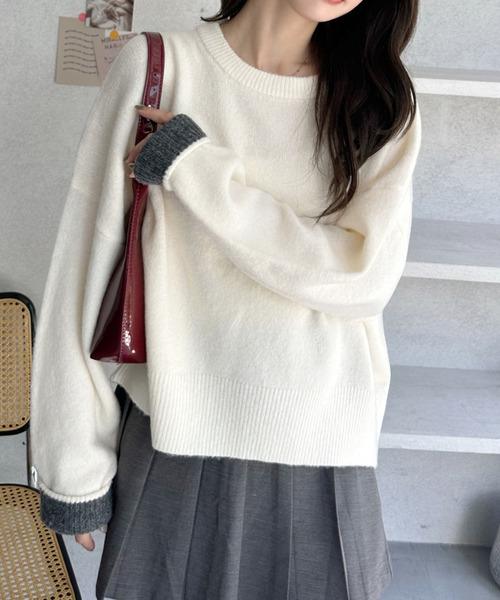 Ada.（エイダ）の「ベーシック クルーネック メランジ ニットプルオーバー（ニット/セーター・レディース・チャコールグレー/ピンク/モカ/アイボリー・L/S/M）」の8枚目の写真