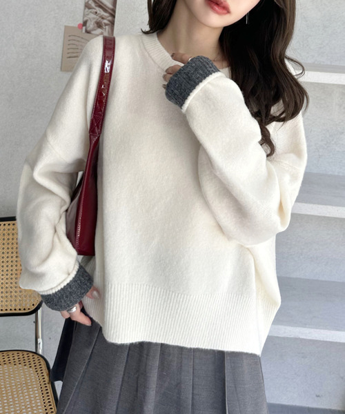 Ada.（エイダ）の「ベーシック クルーネック メランジ ニットプルオーバー（ニット/セーター・レディース・チャコールグレー/ピンク/モカ/アイボリー・L/S/M）」の9枚目の写真