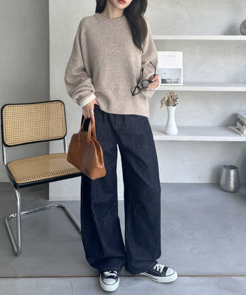 Ada.（エイダ）の「ベーシック クルーネック メランジ ニットプルオーバー（ニット/セーター・レディース・チャコールグレー/ピンク/モカ/アイボリー・L/S/M）」の13枚目の写真