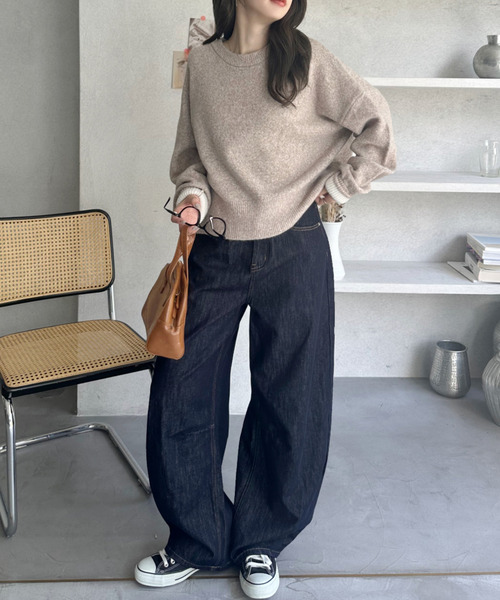 Ada.（エイダ）の「ベーシック クルーネック メランジ ニットプルオーバー（ニット/セーター・レディース・チャコールグレー/ピンク/モカ/アイボリー・L/S/M）」の14枚目の写真