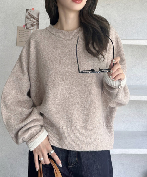 Ada.（エイダ）の「ベーシック クルーネック メランジ ニットプルオーバー（ニット/セーター・レディース・チャコールグレー/ピンク/モカ/アイボリー・L/S/M）」の11枚目の写真
