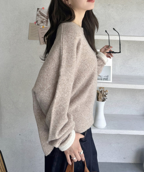 Ada.（エイダ）の「ベーシック クルーネック メランジ ニットプルオーバー（ニット/セーター・レディース・チャコールグレー/ピンク/モカ/アイボリー・L/S/M）」の17枚目の写真