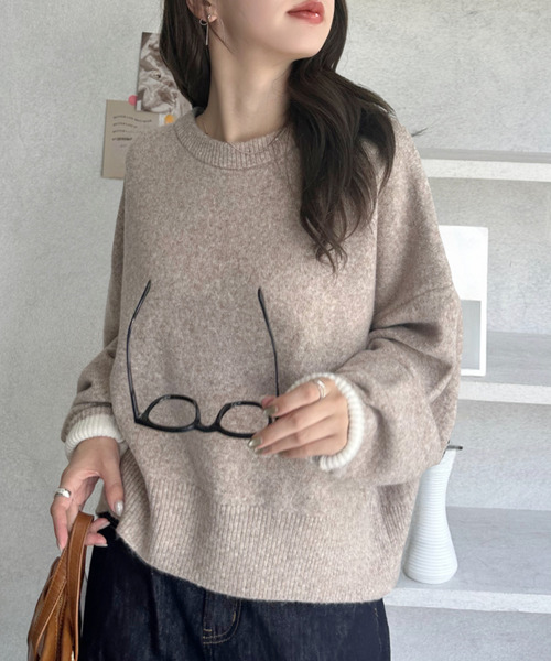 Ada.（エイダ）の「ベーシック クルーネック メランジ ニットプルオーバー（ニット/セーター・レディース・チャコールグレー/ピンク/モカ/アイボリー・L/S/M）」の10枚目の写真
