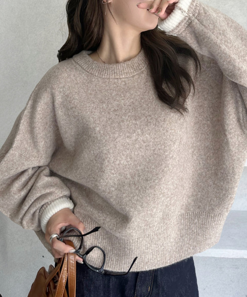 Ada.（エイダ）の「ベーシック クルーネック メランジ ニットプルオーバー（ニット/セーター・レディース・チャコールグレー/ピンク/モカ/アイボリー・L/S/M）」の15枚目の写真