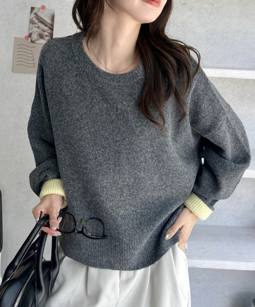 Ada.（エイダ）の「ベーシック クルーネック メランジ ニットプルオーバー（ニット/セーター・レディース・チャコールグレー/ピンク/モカ/アイボリー・L/S/M）」の22枚目の写真