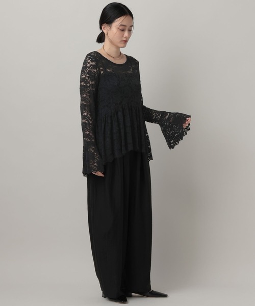 A part by(アパートバイ)の「レースギャザープルオーバー_長袖(Tシャツ/カットソー・レディース・ナチュラル/ブラック・FREE)」の7枚目の写真