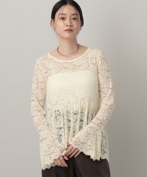 A part by(アパートバイ)の「レースギャザープルオーバー_長袖(Tシャツ/カットソー・レディース・ナチュラル/ブラック・FREE)」の21枚目の写真