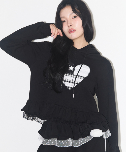 ILLIGO(イリゴ)の「タイニーレース フードパーカー ブラック(パーカー・レディース・その他・SMALL/MEDIUM)」の3枚目の写真