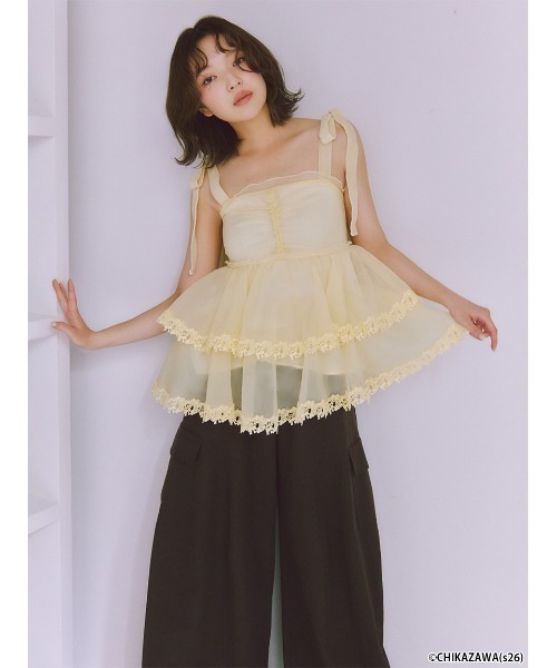 SNIDEL(スナイデル)の「【SNIDEL×近沢レース店】コラボチュニック(その他トップス・レディース・イエロー/オフホワイト/ブラック・F)」の1枚目の写真