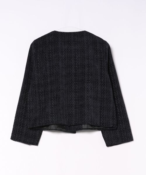 CHUN CHUN NOTES（チュンチュンノーツ）の「韓国風ショート丈ラウンドネックジャケット（ノーカラージャケット・レディース・ネイビー・F）」の12枚目の写真
