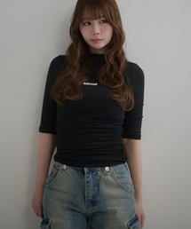 *M DOLLY original* Side shirring logo tops / サイドシャーリングロゴトップス