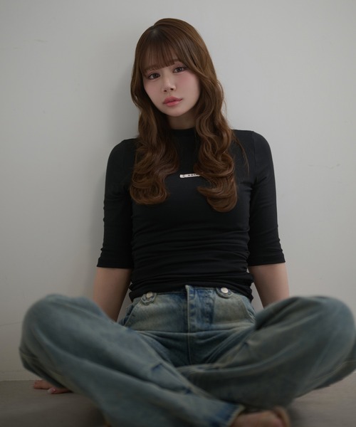 M DOLLY（エムドリー）の「*M DOLLY original* Side shirring logo tops / サイドシャーリングロゴトップス（Tシャツ/カットソー・レディース・アイボリー/グレー/ブラック・FREE）」の5枚目の写真