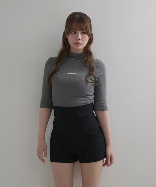M DOLLY（エムドリー）の「*M DOLLY original* Side shirring logo tops / サイドシャーリングロゴトップス（Tシャツ/カットソー・レディース・アイボリー/グレー/ブラック・FREE）」の10枚目の写真