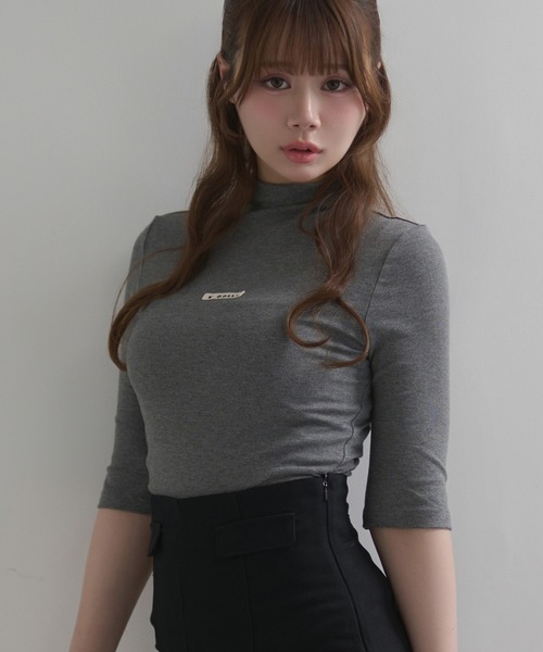 M DOLLY（エムドリー）の「*M DOLLY original* Side shirring logo tops / サイドシャーリングロゴトップス（Tシャツ/カットソー・レディース・アイボリー/グレー/ブラック・FREE）」の11枚目の写真