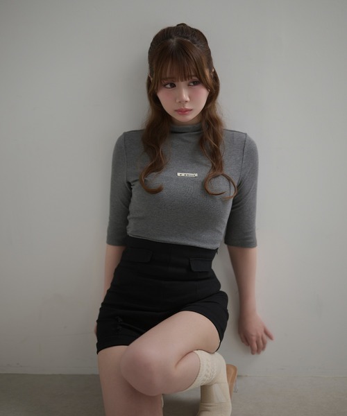 M DOLLY（エムドリー）の「*M DOLLY original* Side shirring logo tops / サイドシャーリングロゴトップス（Tシャツ/カットソー・レディース・アイボリー/グレー/ブラック・FREE）」の12枚目の写真