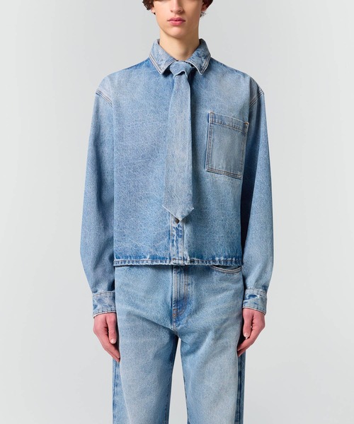 MSGM（エムエスジーエム）の「ロングタイ デニムシャツ（シャツ/ブラウス・メンズ・ライトブルー・39）」の2枚目の写真