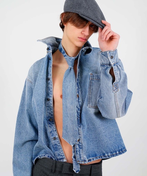 MSGM（エムエスジーエム）の「ロングタイ デニムシャツ（シャツ/ブラウス・メンズ・ライトブルー・39）」の6枚目の写真