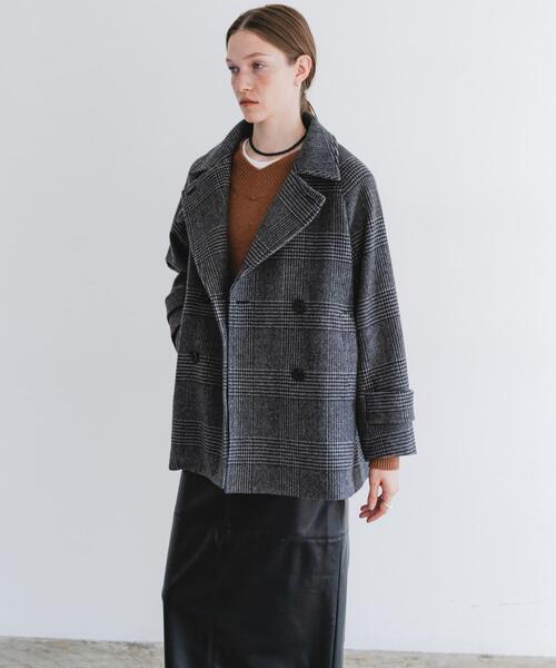 wool blend shaggy cocoon p coat/ウールブレンドシャギーコクーンP