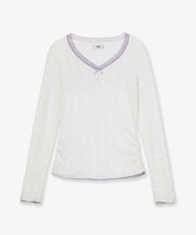 FLOWER V NECK TEE