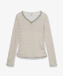 FLOWER V NECK TEE