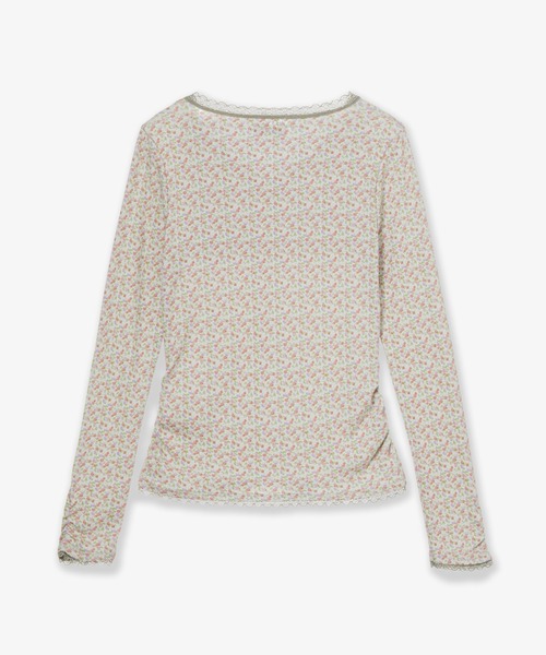 aeae(エーイーエーイー)の「FLOWER V NECK TEE(Tシャツ/カットソー・レディース・パープル/グリーン・FREE)」の5枚目の写真