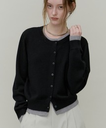 Bi-color Layered Like Knit Cardigan / バイカラーレイヤードライクニットカーディガン