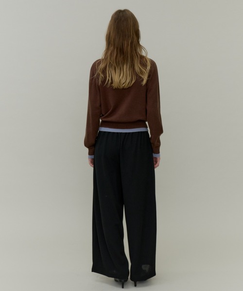Plumel(プルメル)の「Bi-color Layered Like Knit Cardigan / バイカラーレイヤードライクニットカーディガン(ニット/セーター・レディース・ブラック/ベージュ/サックスブルー・MEDIUM)」の14枚目の写真