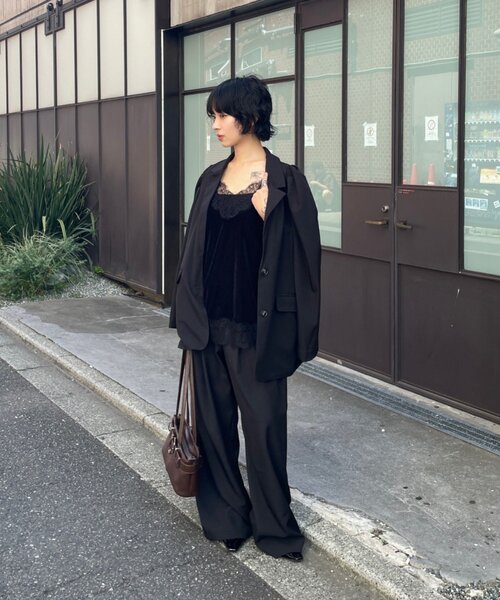 goocy(グーシー)の「ベロアレースキャミソール(タンクトップ・レディース・ブラック/ブラウン・FREE)」の4枚目の写真