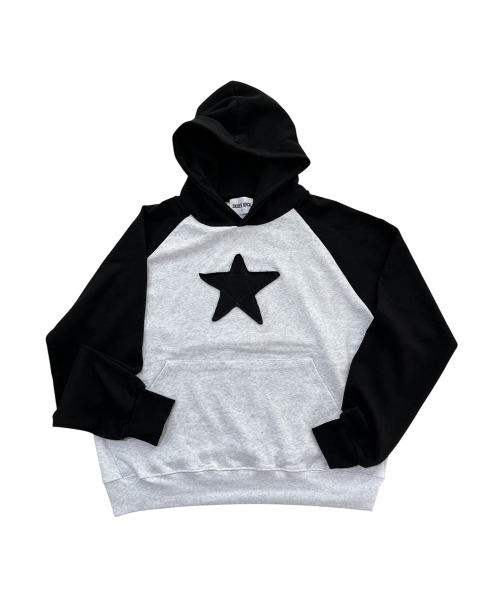 SK8ER ROCK(スケーターロック)の「スター パッチワークフーディー(ホワイトメランジ×ブラック)(パーカー・レディース・その他・FREE)」の1枚目の写真