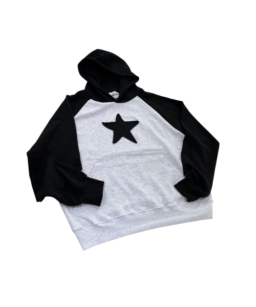SK8ER ROCK(スケーターロック)の「スター パッチワークフーディー(ホワイトメランジ×ブラック)(パーカー・レディース・その他・FREE)」の6枚目の写真