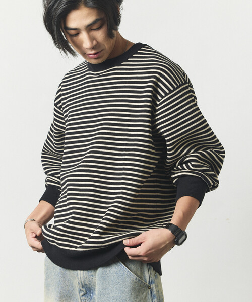 FREAK'S STORE（フリークスストア）の「ウォッシャブル スウェットライク クルーネックニット/静電気ケア（Tシャツ/カットソー・メンズ・ブラック/チャコールグレー/ブラウン/ブルーグリーン/その他13/オレンジ/オフホワイト・LARGE/MEDIUM）」の7枚目の写真