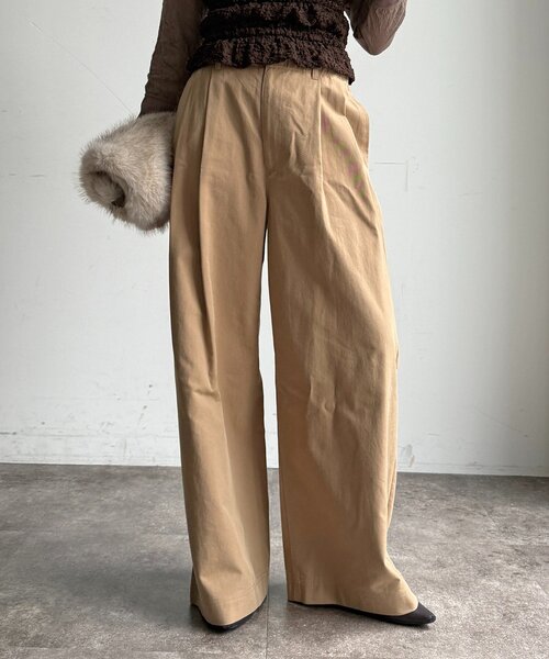 DouDou(ドゥドゥ)の「ツータックワイドチノパン(その他パンツ・レディース・ベージュ/ブラウン・38/36)」の19枚目の写真