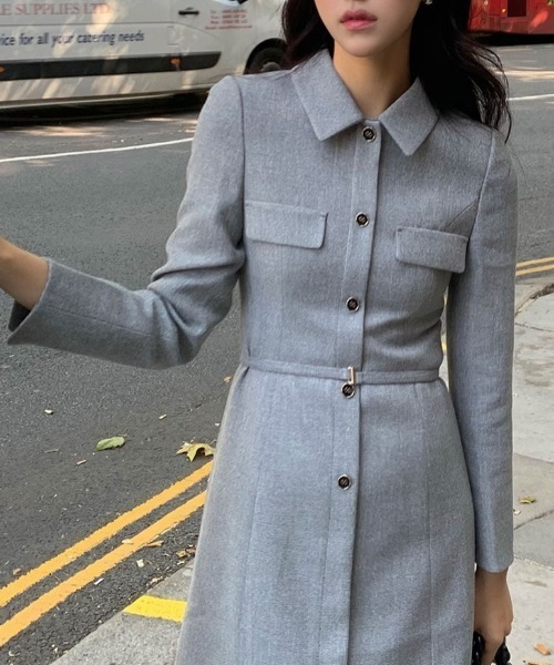 YUGA(ユーガ)の「YUGA_YGMC Korean-style Button-front dress(ワンピース・レディース・ブラック/ライトグレー・M)」の1枚目の写真